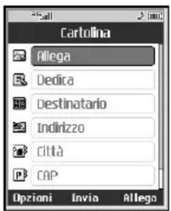 Cartolina Allega Dedica Destinatario Indirizzo Citta CAP Opzioni Invio Allego