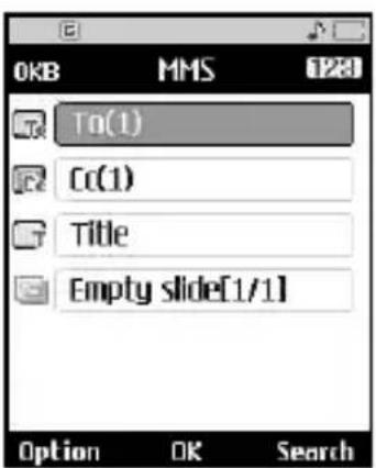 OKB MMS 1230 To(1) Cc(1) Title Empty slide[1/1] Option OK Search