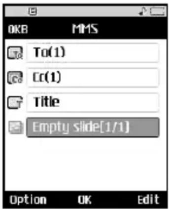 OKB MMS To(1) Cr(1) Title Empty slide[1/1] Option OK Edit