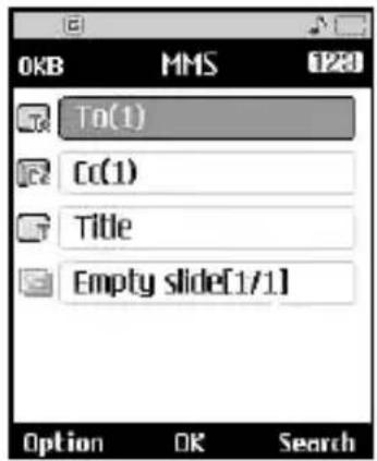OKB MMS 1230 To(1) Cc(1) Title Empty slide[1/1] Option OK Search