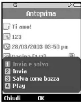 Anteprima Ti amo! 123 28/03/2003 03:50 pm Pagina [1/2] 1 Invio e salva 2 Invio 3 Salva come bozza 4 Play Chiudi OK