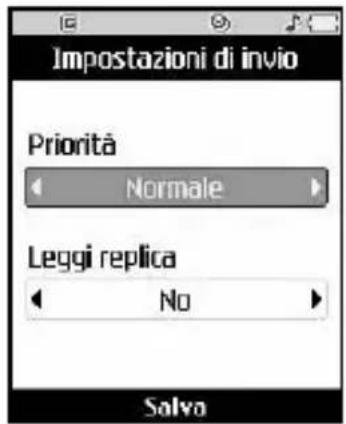 Impostazioni di invio Priorità Normale Leggi replica No Salvo