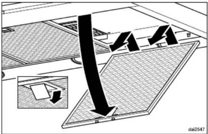 Diagram illustrating airflow or ventilation system with directional arrows and a magnified inset showing airflow direction