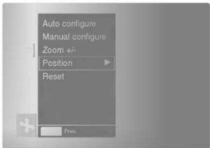 Auto configure Manual configure Zoom +/- Position Reset Prev.