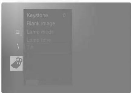 Keystone Blank image Lamp mode Lamp time Fall