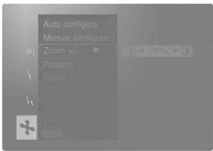 Auto configure Manual configure Zoom +A Position Reset