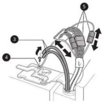 Diagram of a cable or connector assembly with numbered parts and directional arrows indicating movement or force.