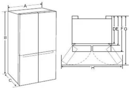 LG GSL760PZUV - Dimensions et espaces - 1