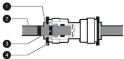 Technical diagram of a mechanical assembly with numbered components labeled 1 to 4