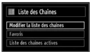 Liste des Chaines Modifier la liste des chaînes Favoris Liste des chaînes actives