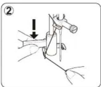 Diagram showing a procedure with labeled step 2 and directional arrow indicating movement or direction of a mechanical or surgical tool.