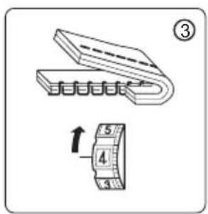 Diagram illustrating a mechanical assembly with numbered components and directional arrows indicating motion or force.
