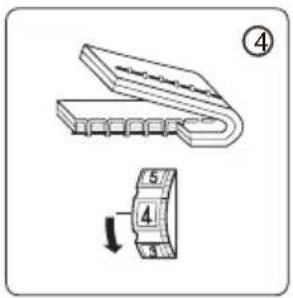 Diagram showing a mechanical component with numbered parts and an arrow indicating direction, labeled with numbers 4 and 5.