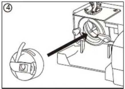 Technical diagram showing a mechanical device with a magnified inset view of a circular component and an arrow indicating direction.