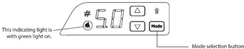 5.0 This indicating light is with green light on. Mode Mode selection button