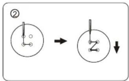 Diagram showing a mechanical or electrical component before and after modification, with labeled parts and directional arrows.