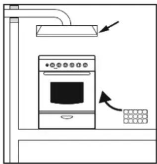 Diagram showing a kitchen appliance with labeled parts and directional arrows indicating movement or assembly.
