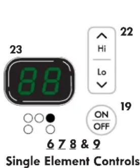 23 88 22 Hi Lo 19 ON OFF 6 7 8 & 9 Single Element Controls