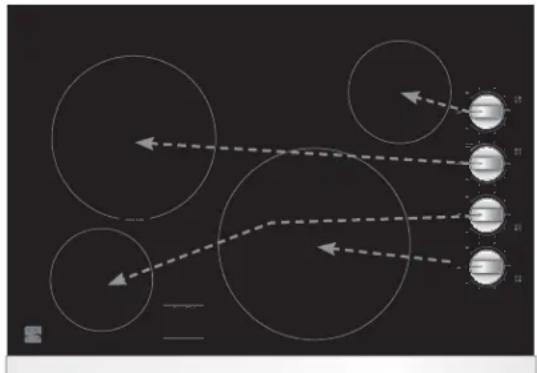 KENMORE 790.45202 - Locations of the Radiant Surface Elements and Controls - 2