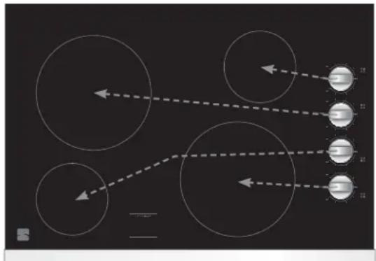 KENMORE 790.45202 - Locations of the Radiant Surface Elements and Controls - 1