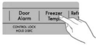 Door Alarm Freezer Temp. Refr CONTROL LOCK HOLD 3SEC