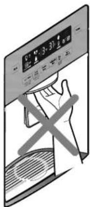Illustration showing a hand crossed over a tablet screen displaying a digital display with measurement data and a 'X' symbol.