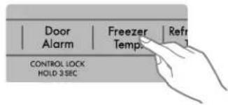 Door Alarm Freezer Temp. Refr CONTROL LOCK HOLD 3SEC