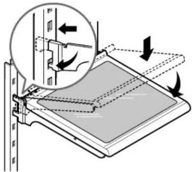 Technical diagram showing a mechanical assembly with directional arrows and a magnified detail view highlighting internal components.