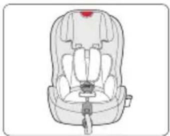 Top-down line drawing of a car seat with seatbelt and seat, no text or symbols present
