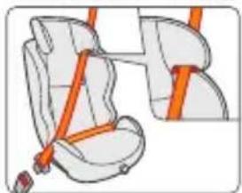Illustration of a car seatbelt with orange straps and orange straps (no text or symbols)