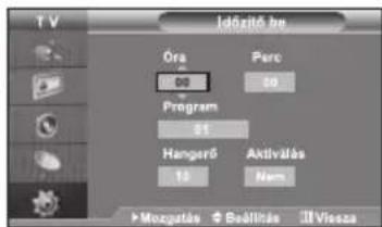 IDőszítő be Óra 08 Perc 59 Program 31 Hangerő 12 Aktiválás Nom Moguzetás Béllítás Vissza
