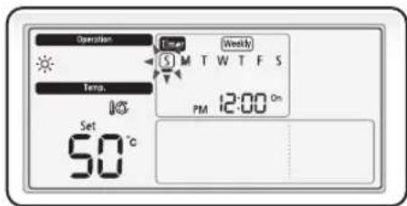 Operation Temp. Set 50 °C Time S M T W T F S Weekly PM 12:00 On