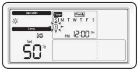 Operation Temp. IG Set 50 °C Timer $1 M T W T F S 1 PM 12:00 On (Weekly)