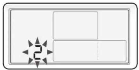 Diagram showing a numbered arrow symbol pointing to a rectangular box with three empty cells, likely representing a navigation or layout.