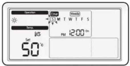 Operation Time Weekly S M T W T F S Temp. 12:00 On PM Set 50 °C