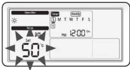 Operation Time. Set 50 °C Timer Weekly S M T W T F S 1 PM 12:00 On