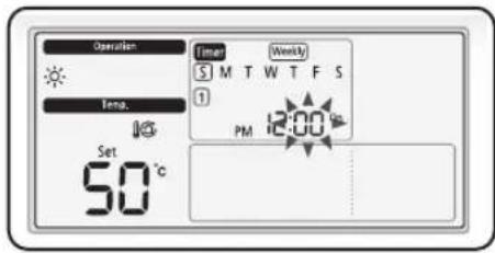 Operation Temp. Set 50 °C Timer S M T W T F S 1 Weekly PM 12:00 °C