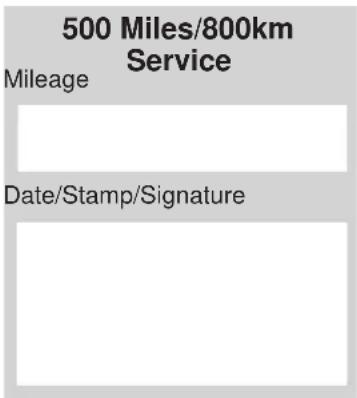 Indian Chief Vintage (2012) - Maintenance Schedule and Records - 1