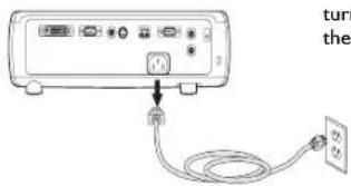 Diagram showing a device with labeled ports and a cable, accompanied by partial text mentioning 'turn' and 'the'.