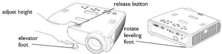 adjust height release button elevator foot rotate leveling foot