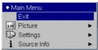 Main Menu Exit Picture Settings i Source Info