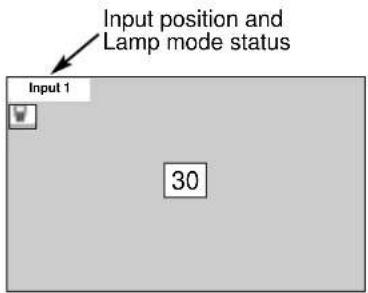 Input position and Lamp mode status Input 1 30