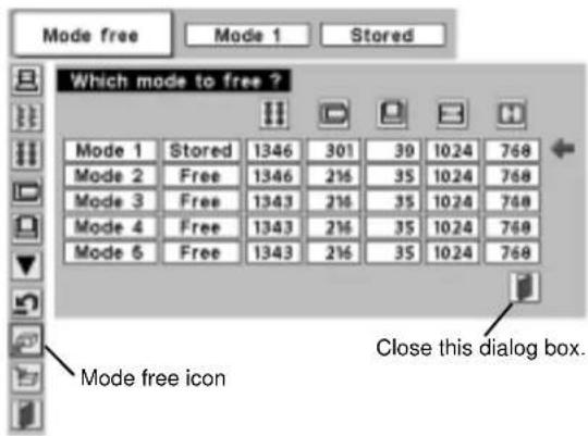 Mode free Mode 1 Stored Which mode to free ? Mode 1 Stored 1346 301 39 1024 768 Mode 2 Free 1346 216 35 1024 768 Mode 3 Free 1343 216 35 1024 768 Mode 4 Free 1343 216 35 1024 768 Mode 5 Free 1343 216 35 1024 768 Mode free icon Close this dialog box.