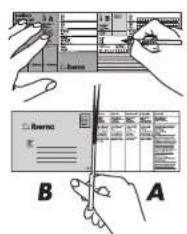 Diagram illustrating two steps of a document signing process, labeled A and B, with hand-drawn arrows indicating steps.