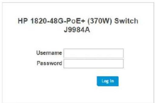 HP 1820-48G-PoE+ (370W) Switch J9984A Username Password Log In