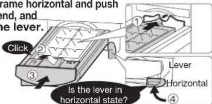 Frame horizontal and push end, and the lever. Click Is the lever in horizontal state? Lever Horizontal ① ② ③ ④