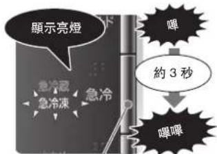 顯示亮燈 急冷氣 急冷凍 急冷 嘯 約3秒 囉囉