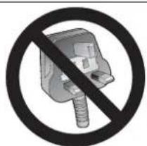 Prohibition sign with crossed-out electrical plug symbol and prohibition circle