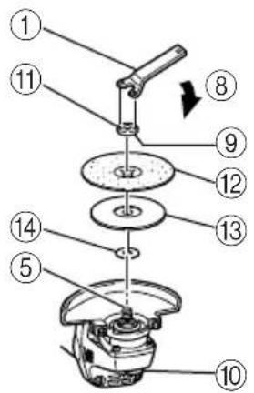 Exploded view diagram of a mechanical assembly with numbered parts for identification