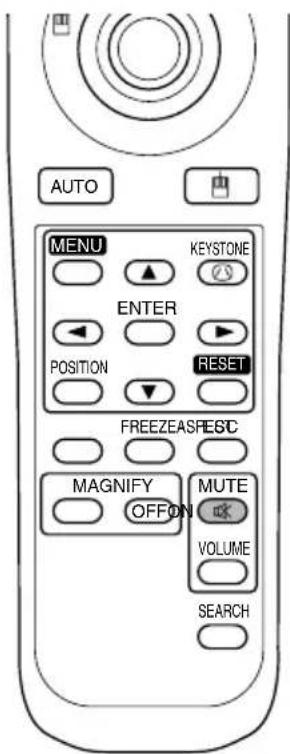 AUTO MENU KEystone ENTER POSITION RESET FREEZEASFESC MAGNIFY OFFON MUTE VOLUME SEARCH